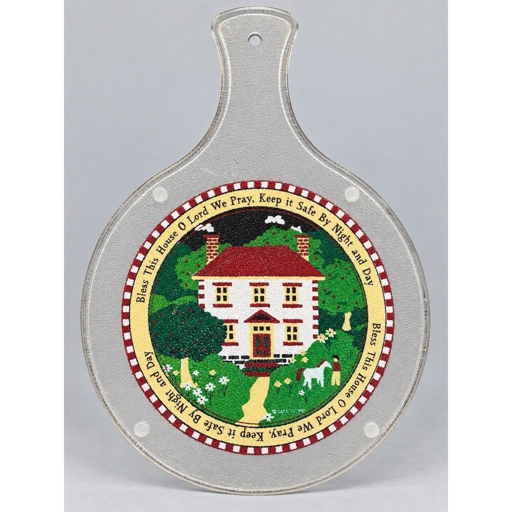 Bless This House O Lord We Pray Round Wall Plaque Plastic Multicolor 12"